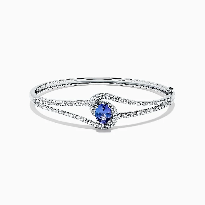 Luxury pearl and diamond bracelets for glamorous fashion-Nahla Siri 14K White Gold Tanzanite and Diamond Bangle, 2.61 TCW