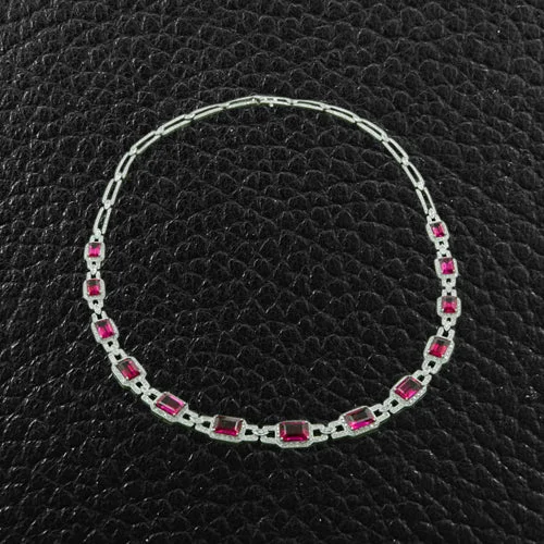 Beaded necklaces for a colorful pop of style-Rubellite & Diamond Necklace