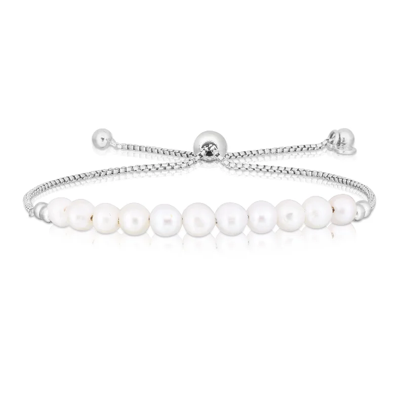 Pearl bracelets for sophisticated charm-Sterling Silver Pearl Friendship Bracelet