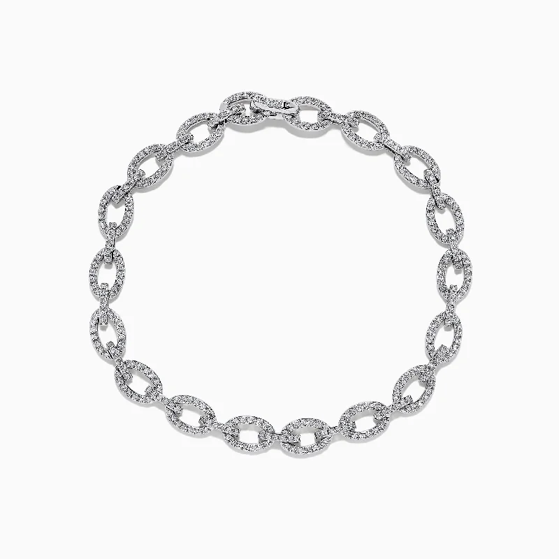 Gold-plated bracelets for affordable luxury-Pave Classica 14K White Gold Chain Link Diamond Tennis Bracelet, 1.52 TCW