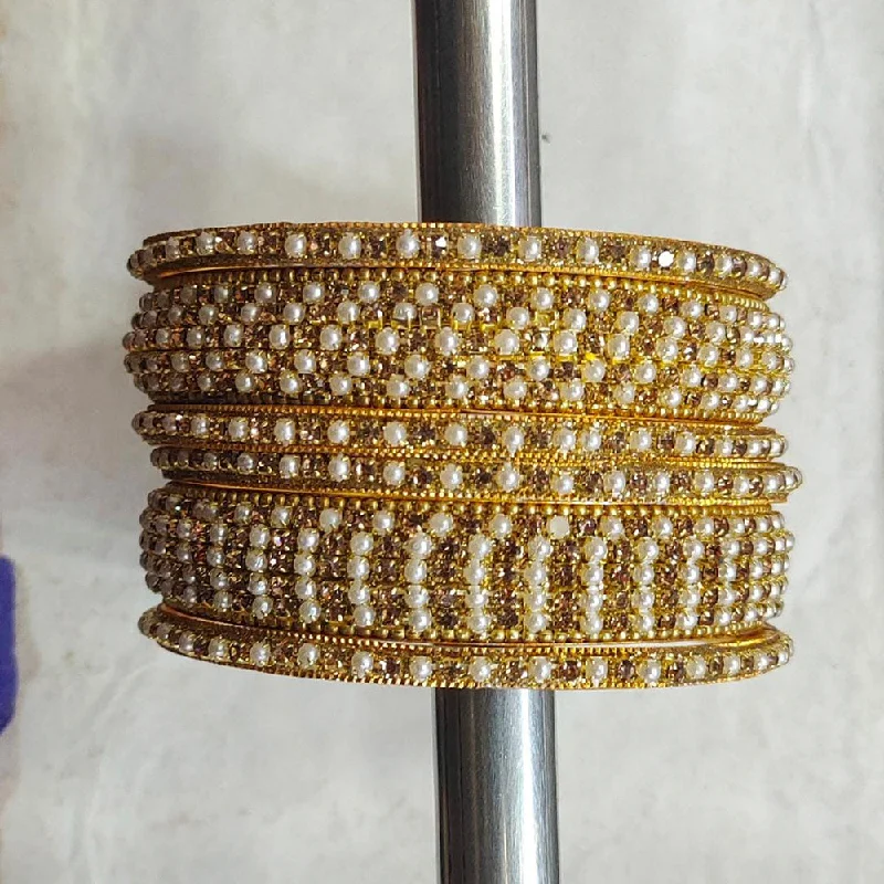 Layered bangle sets for trendy looks-Kiran Bangles Pearl Bangles Set