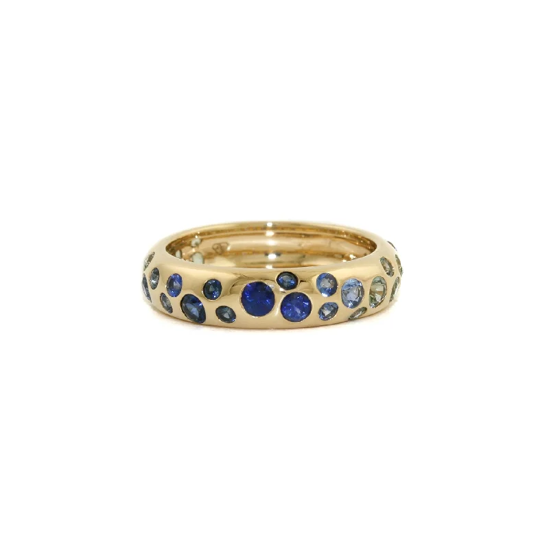 Vintage diamond rings for a timeless appeal-14k Gold x 4mm Blue Sapphire Ombre Confetti Band