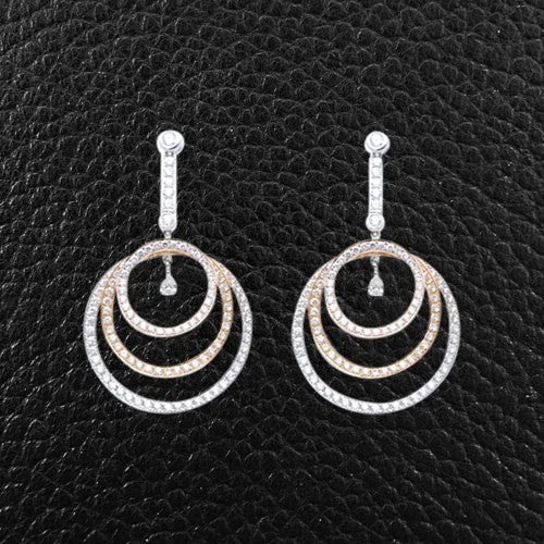 Luxury diamond stud earrings for timeless style-Diamond Circle Dangle Earrings