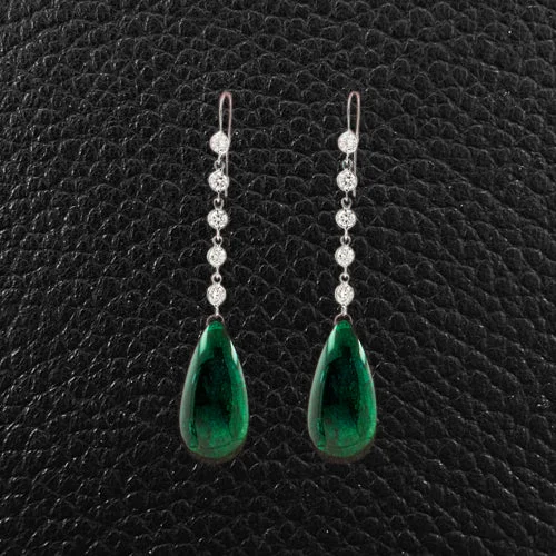 Custom engraved birthstone earrings for family gifts-Emerald & Diamond Dangle Earrings