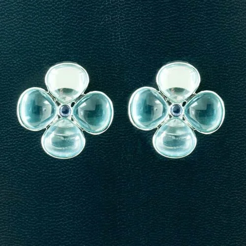 Black diamond earrings for edgy sophistication-Blue Topaz & Iolite Flower Earrings