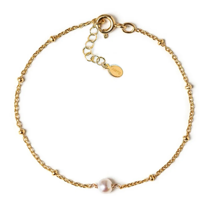 Gold chain bracelets for luxurious fashion-Pearl Bead Chain Bracelet