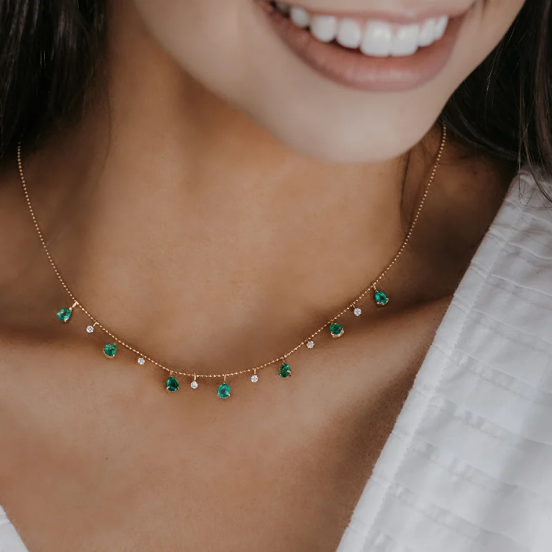 Classic gold chain necklaces for timeless elegance-13 Drops By The Yard Emerald & Diamond Necklace