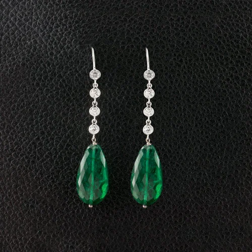 Crystal-encrusted earrings for a glamorous touch-Emerald & Diamond Drop Earrings