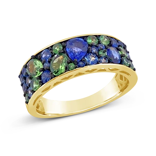 Couples’ rings for matching designs-Blue Sapphire & Tsavorite Ring