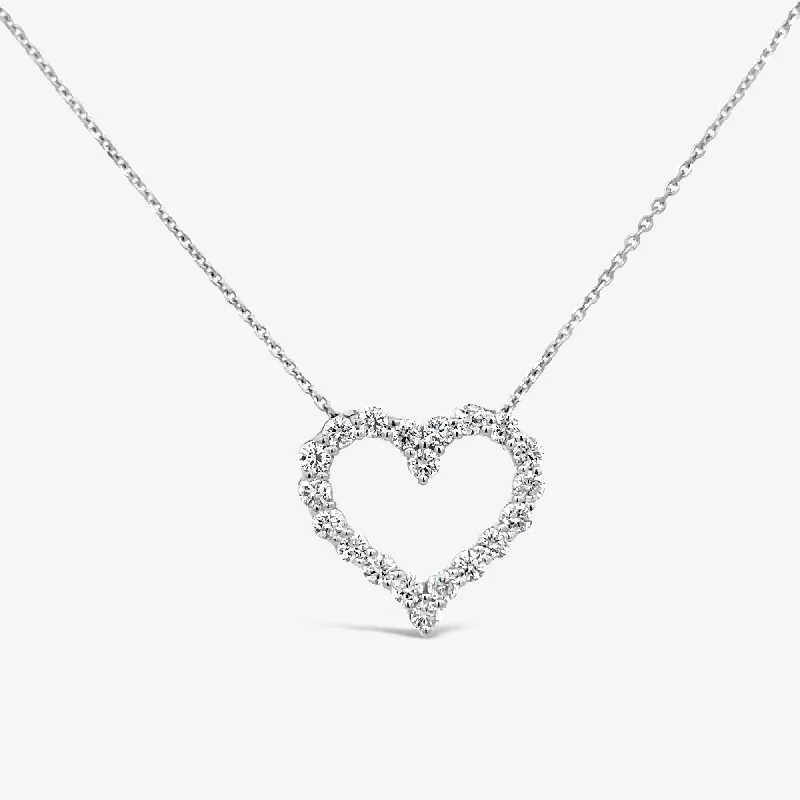 Simple silver necklaces for classic appeal-Classic 0.90CT Diamond Heart Necklace