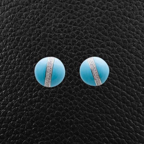 Simple gold stud earrings for minimalist style-Turquoise & Diamond Earrings