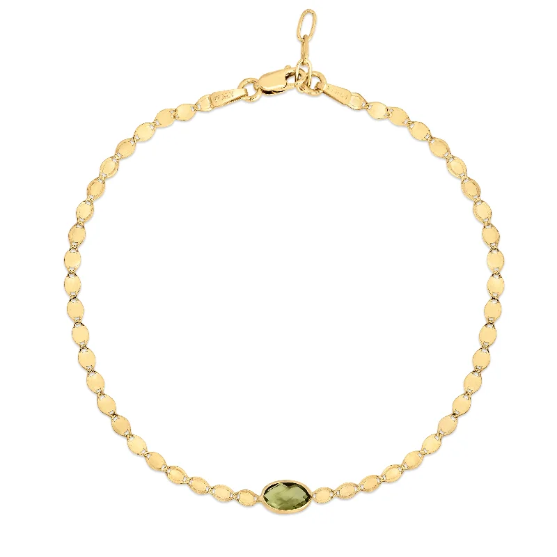 Multi-layered bracelets for a bohemian vibe-14K Peridot Mirrored Chain Bracelet