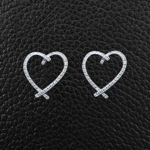 Delicate crystal earrings for subtle elegance-Diamond Heart Earrings