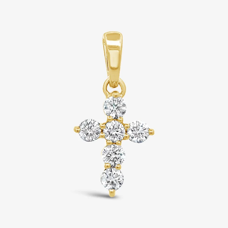 Luxury diamond necklaces for special occasions-Classic Shared Prong 0.40CT Diamond Cross Pendant