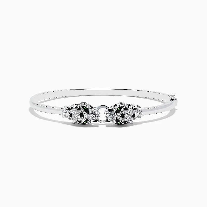 Adjustable bracelets for a perfect fit-Signature 14K White Gold Diamond and Tsavorite Bangle