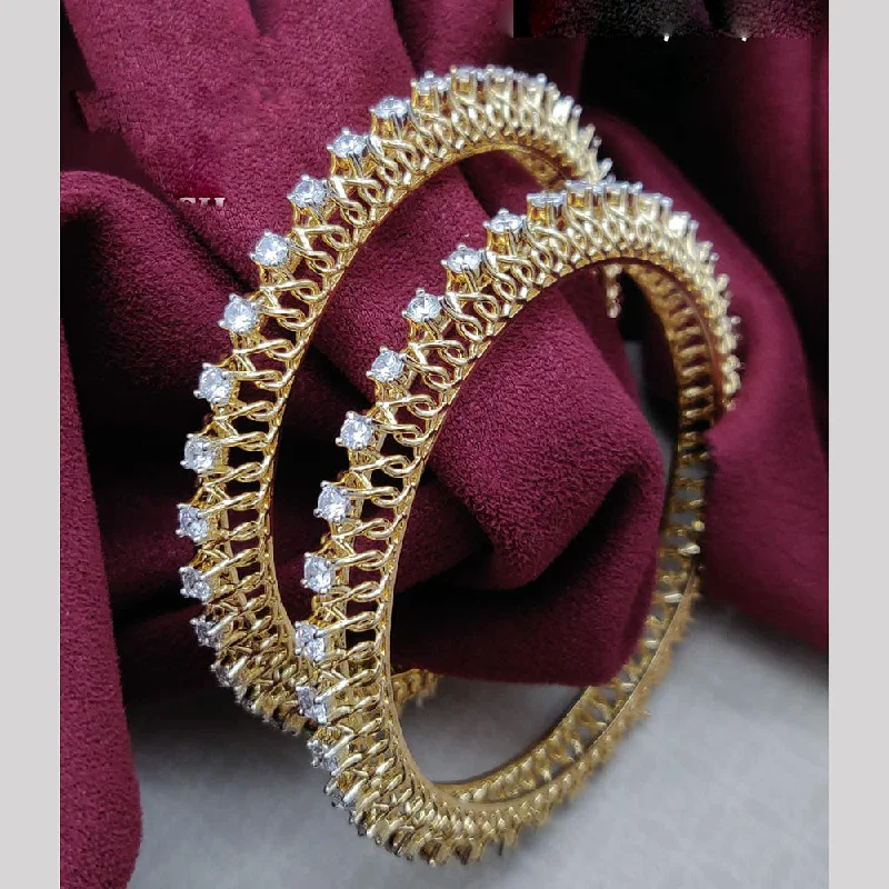 Diamond bangles for luxurious sparkle-Vivah Creations Gold Plated American Diamond  Bangle Set